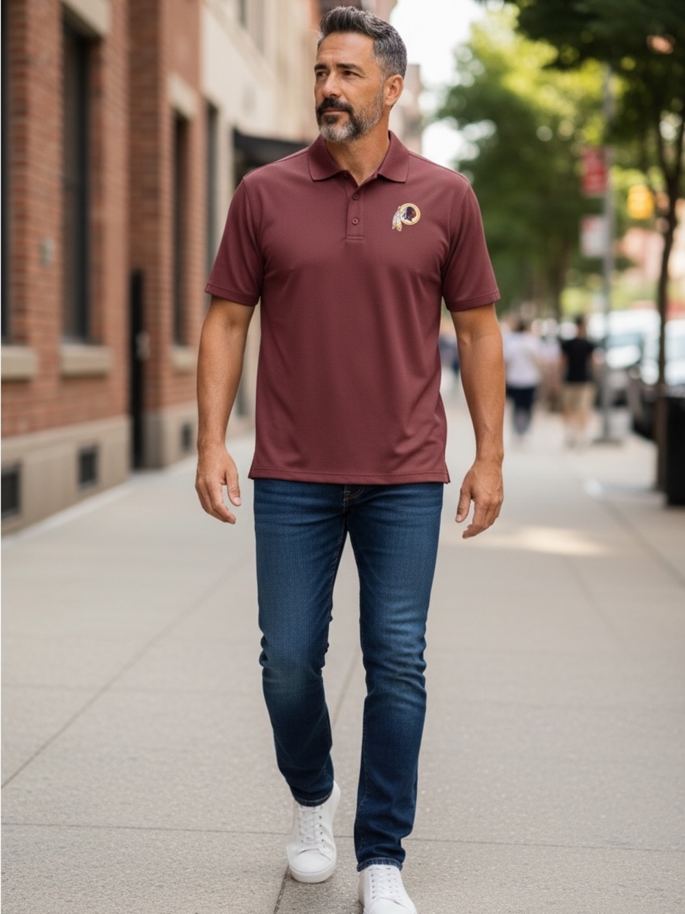 NFL Washington Redskins Men’s Maroon Polo with Team Patch - Picture 2 of 4